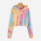 Neck Hoodies Women Crew Neck Cropped Sweatshirt Tie Dye Crop Top Hoodies