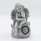 Custom Design Garden Solar Light Sitting Resin Small Angel Wholesale Garden Resin Angel Figurines^
