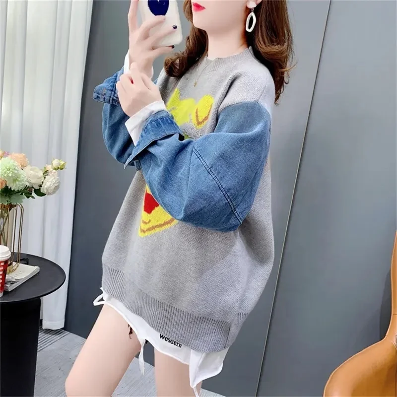 Autumn Winter New Half-Turtleneck Sweater Women Loose Versatile Lantern Sleeve Knitwear For Lady