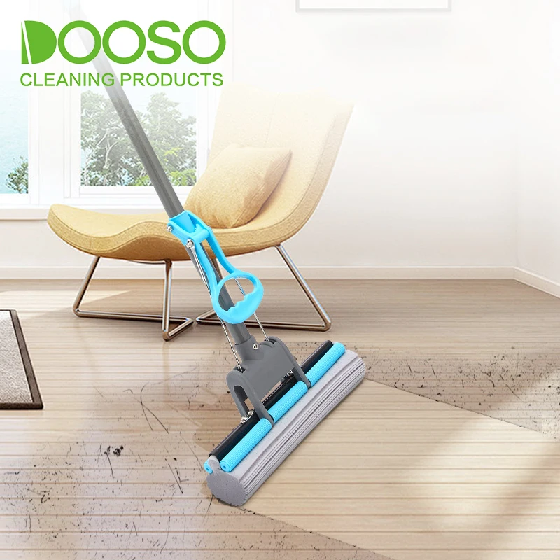 Sponge Mop Home for Floor Cleaning Squeeze with Telescopic Long Handle Squeegee and Extendable Twist Mop