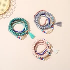 Bead Bracelets Women Colorful Crystal Bead Tassel Charms Bohemian Beach Bracelets
