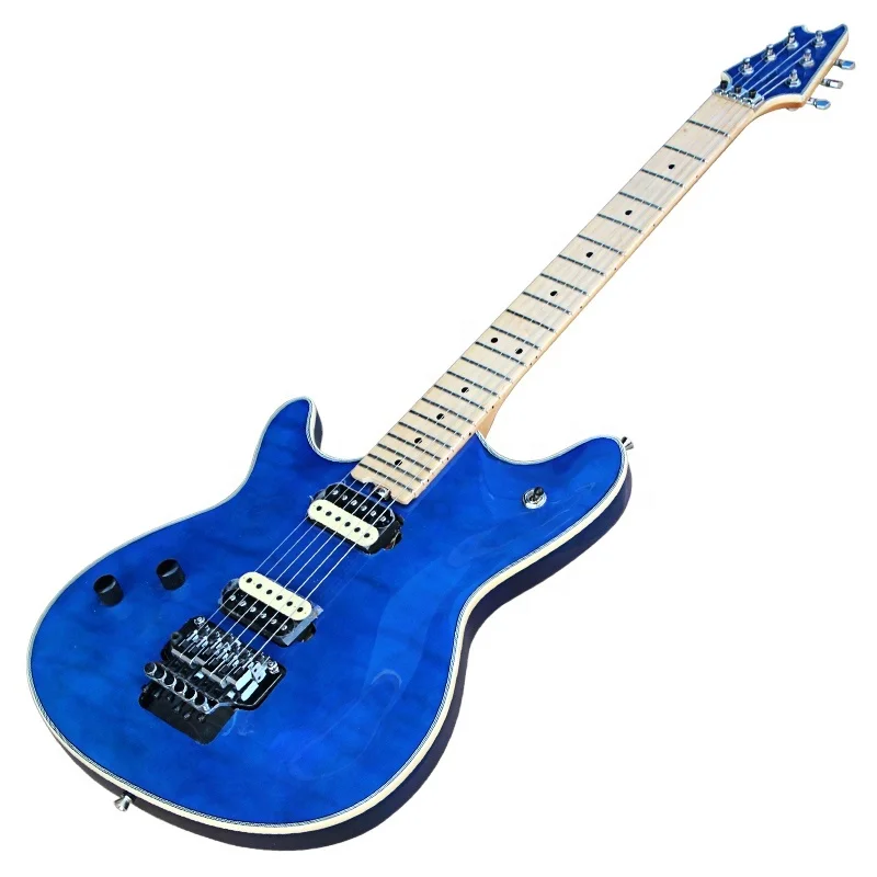 left handed blue electric guitar