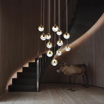 Minimalist style customizable villa staircase duplex staircase pendant light living room dining room pendant light