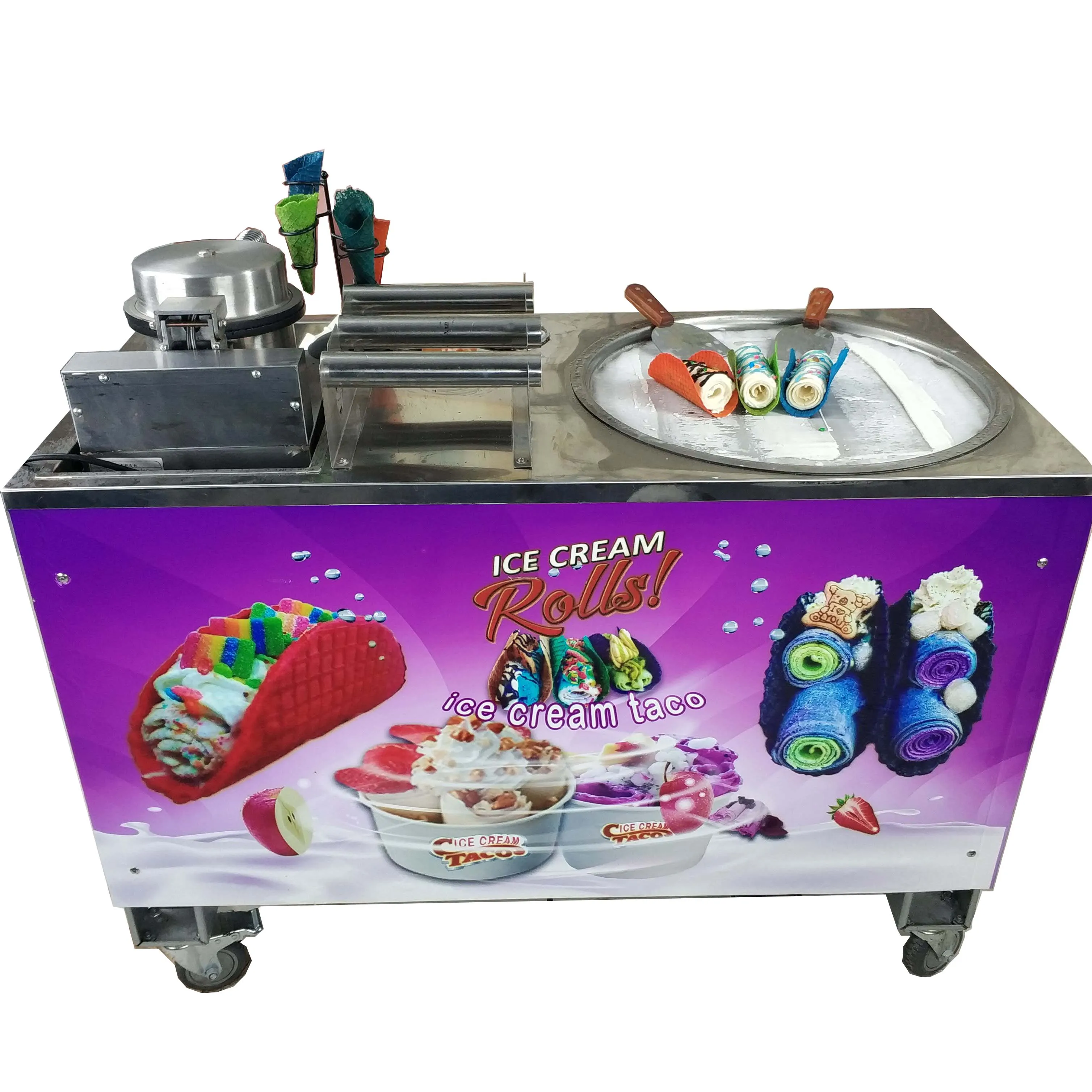 NEW Commercial Fried Ice Cream Machine,Ice Crean Roll Making Machine 220V 