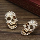Diamond Stud Earrings Korea's Full Diamond Skull Gilded Statement Funky Crystal Stud Earrings