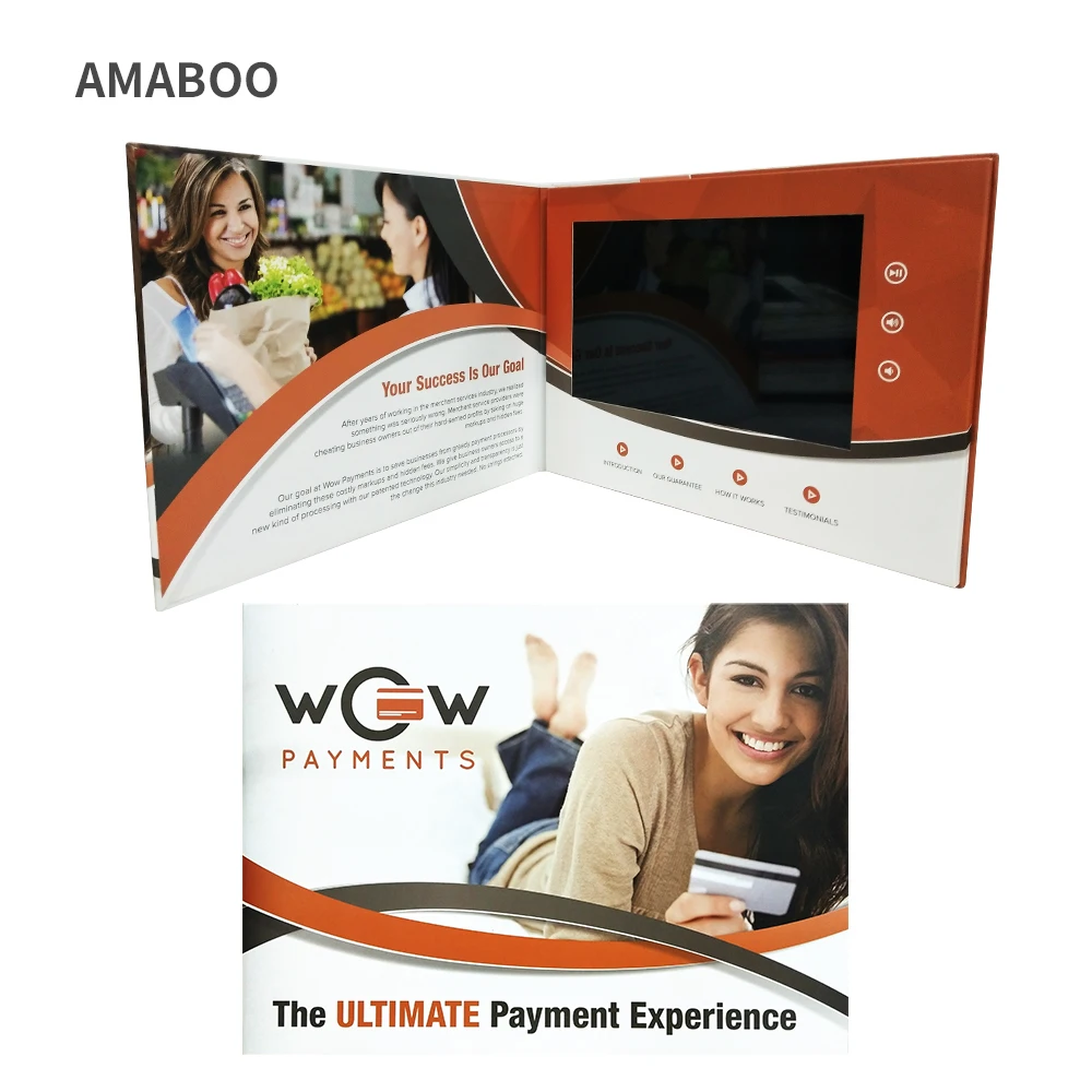 lcd video greeting card tft video brochure pamphlet for business