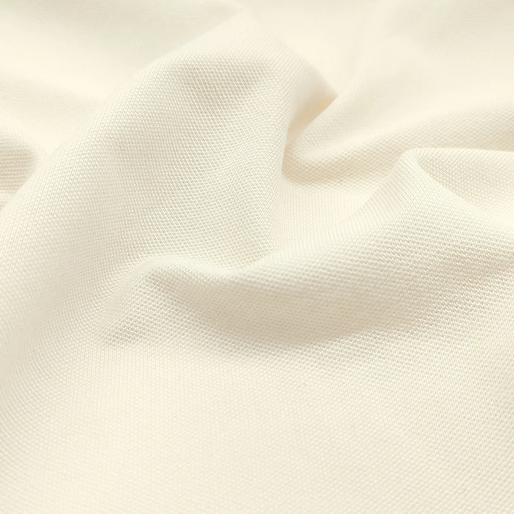 Plain Dyed Knitted Fabric Bamboo Cotton Spandex Material Pique Fabric for Business Casual Polo Shirt factory