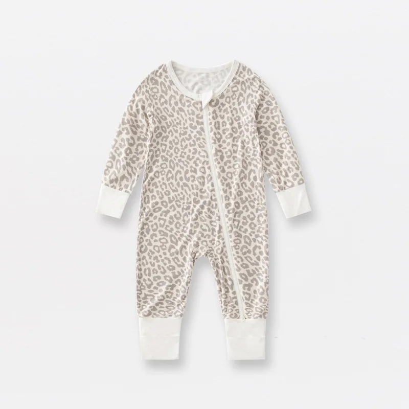 Toddler Customized patterns Pajamas Newborn Clothing Reverse Zipper Bamboo Spandex Baby Romper Jumpsuit