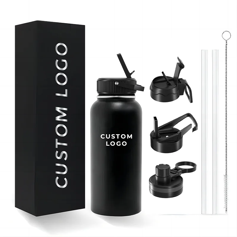 Custom Logo Outdoor&Indoor Wholesale Insulated Bottle Water Flasks Tumbler Stainless Steel Water Bottle With Plastic Lids