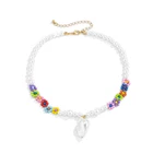 Pendant Necklace Baroque Pearl Pendant Necklace Daisy Beaded Chain Pendant Choker Necklace