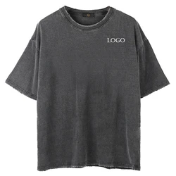 Hot Sale Fashion Streetwear High Quality Tshirt Wash Distressed T-shirt 100% Cotton Vintage Washed T Shirts