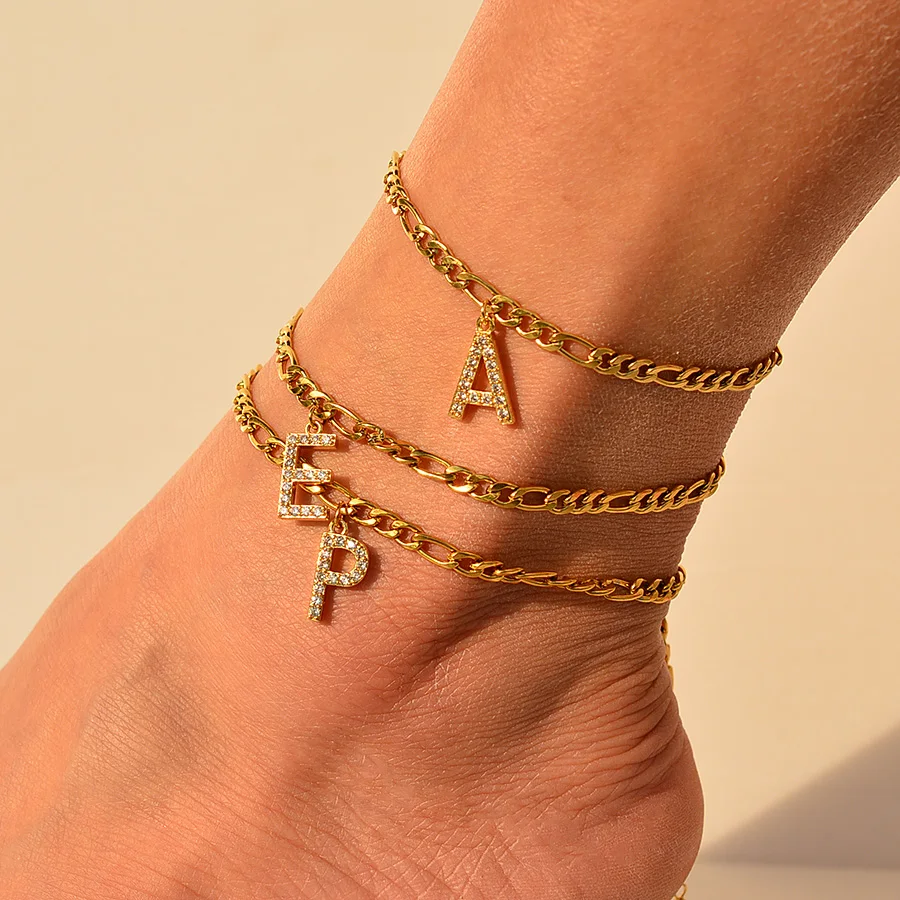 diamond anklet with initial