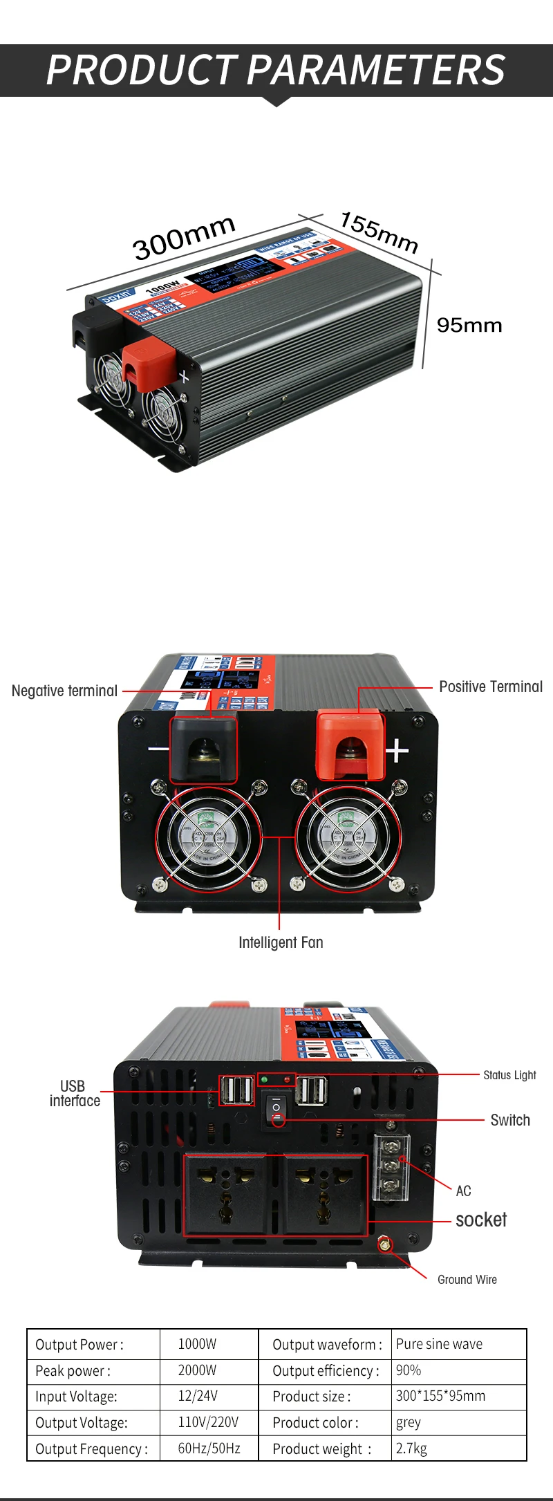 High Quality Peak 20000W 12v 24v DC to AC 110v 220v Pure Sine Wave Inverter Power Inverter
