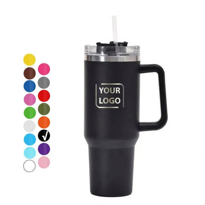 Customized logo 40oz Double Wall Vacuum Insulated Stainless Steel thermos cup with Handle Lid