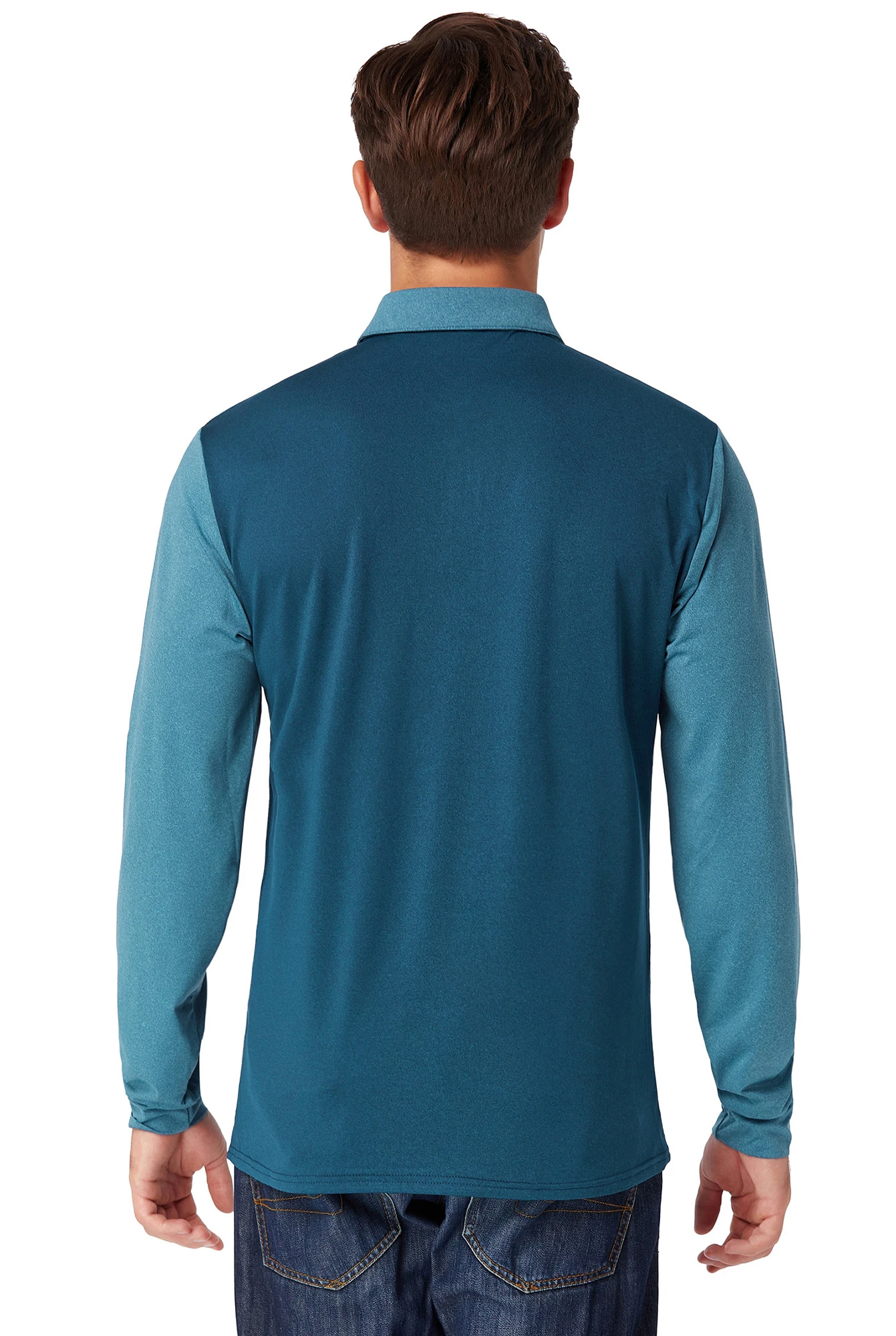 Custom two tone color block quick dry long sleeve golf polo t shirt
