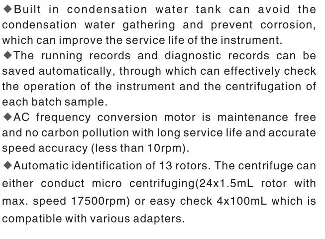 High Speed Refrigerated Centrifuge with 17500r/min Max Speed 29302xg RCF and 4x100ml Capacity