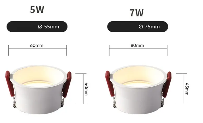 Downlight Embedded Household 7.5 Hole LED Ceiling Light Living Room Aisle Without Main Light Narrow Edge Anti-glare Downlight