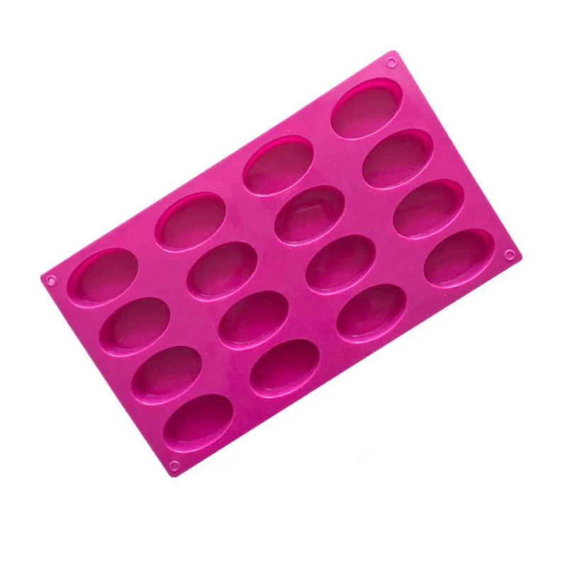 16 Holes Oval Soap Candle Mold Silicone Resin Epoxy Cement Making Molds for Homemade Soap Craft Silicone Cake Mold