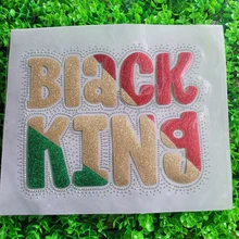 Hot Selling Glitter Rhinestone Transfer Design Black King Rhinestone Heat Transfer for Shirt