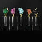 Handmade Gem Agate Parfum Bottles Quartz Natural Stone Square Crystal Perfume Bottle