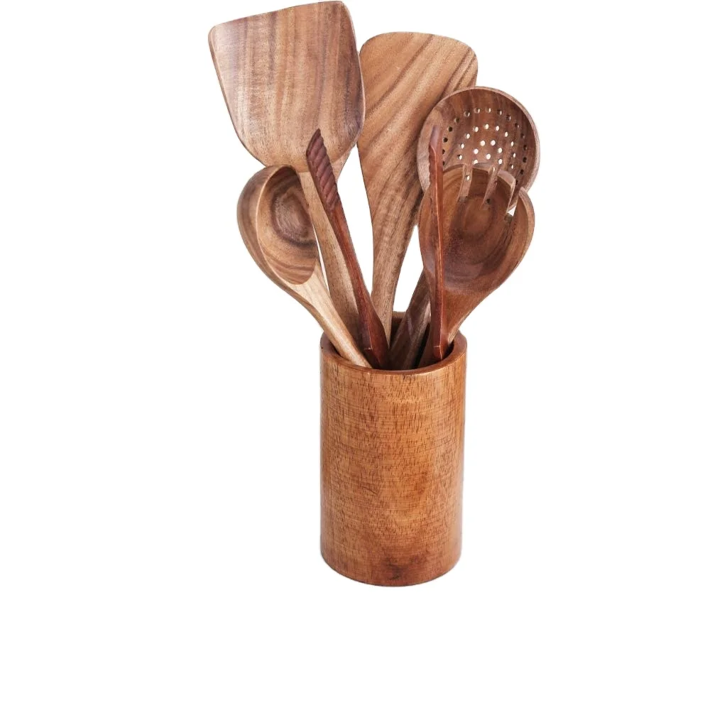 combohome <strong>wooden</strong> kitchen utensil set 7 pc wooden spoons and