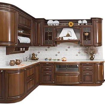 Factory Free 3D customized high technical modular color simple design solid cherry maple wood kitchen cabinet