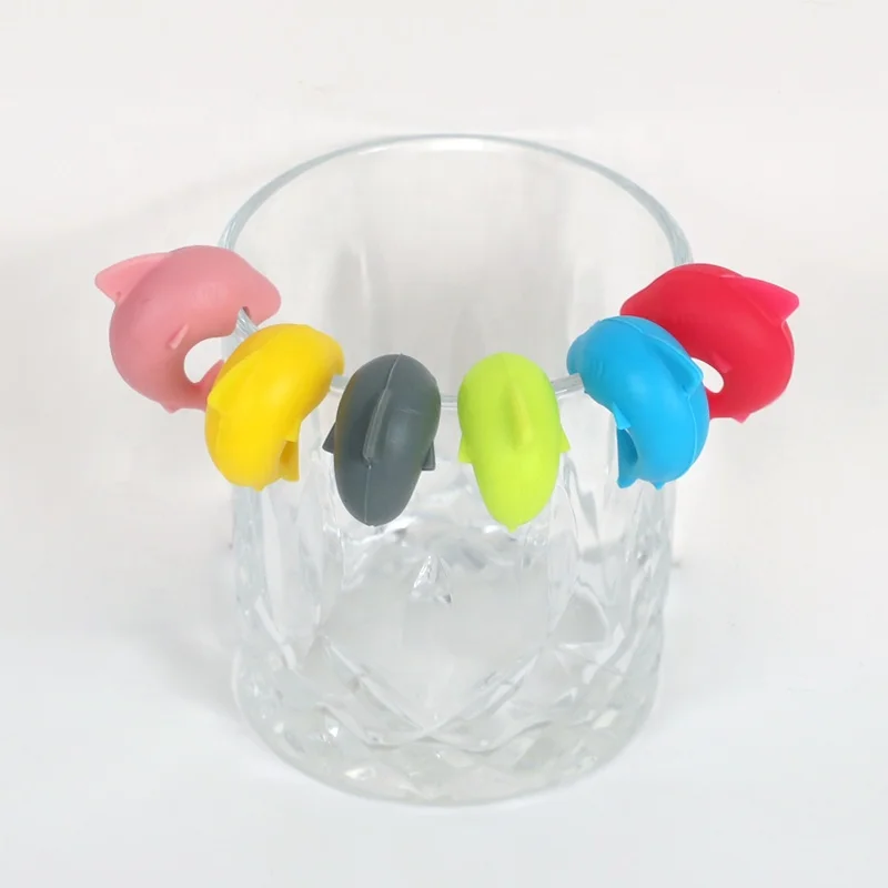 Wellfine Food grade  Novelty Marine Design Wine Glass Charms Whisky Identifiers Silicone Markers