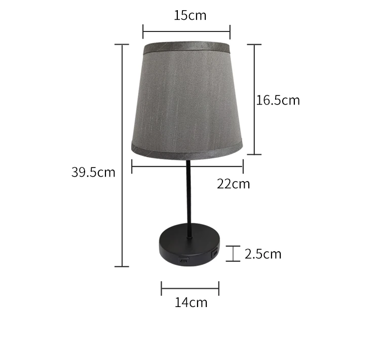 modern Gray lampshade meteor shower high quality  bedside table lamp with usb port