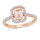 Cut Rose Gold Ring Diamond Rings Emerald Cut Rose Gold Morganite Open Octagonal Frame Ring Diamond Morganite Rings
