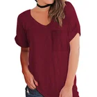Custom T-shirt T-shirts Loose Short Sleeve V-neck Custom Printing Blank T-shirt Plain Women T-shirts