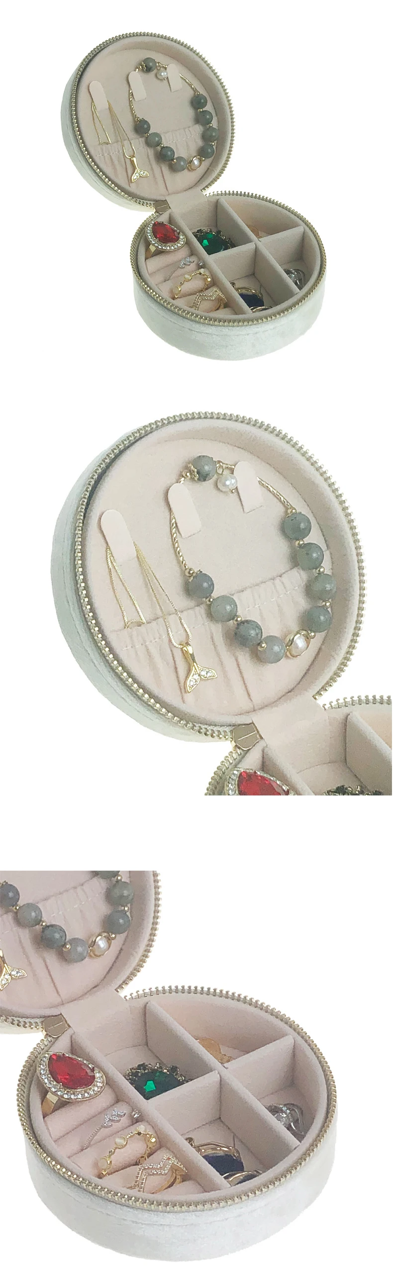 product a1 round velvet jewelry storage box travel jewelry organizer storage box gift jewelry storage ring box-5
