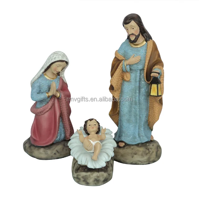 Heavenly Religious Church Decor Home 8" Set of 3 Resin Nativity Holy Family Statue Christmas Birth of Jesus