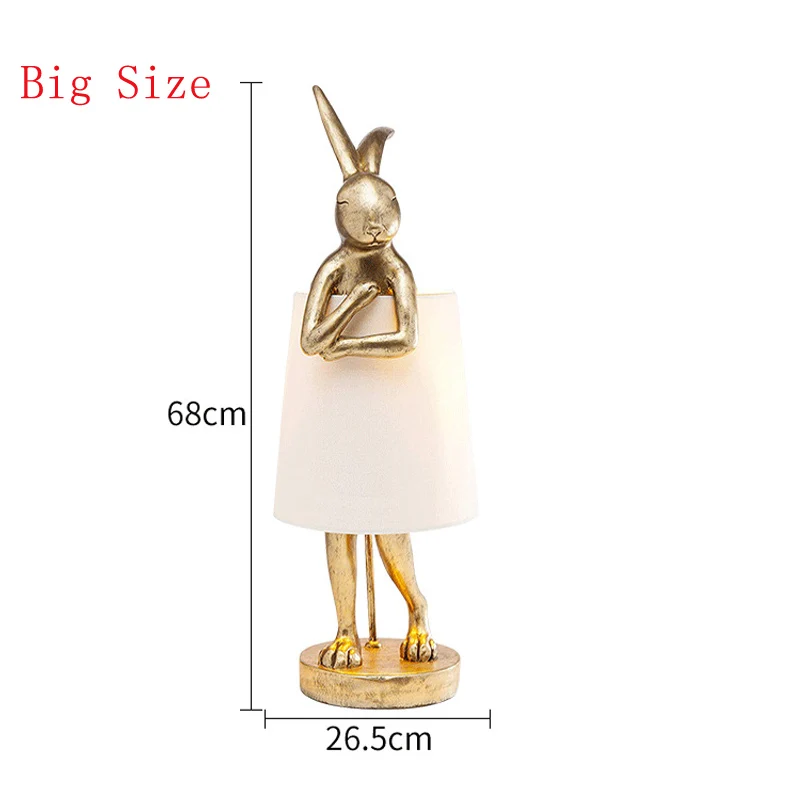 Nordic Apron Rabbit Table Lamp Retro Creative Resin Rabbit Desk Lights