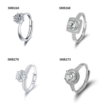 starsgem high quality fine jewelry 1 carat white round brilliant cut moissanite 925 silver ring