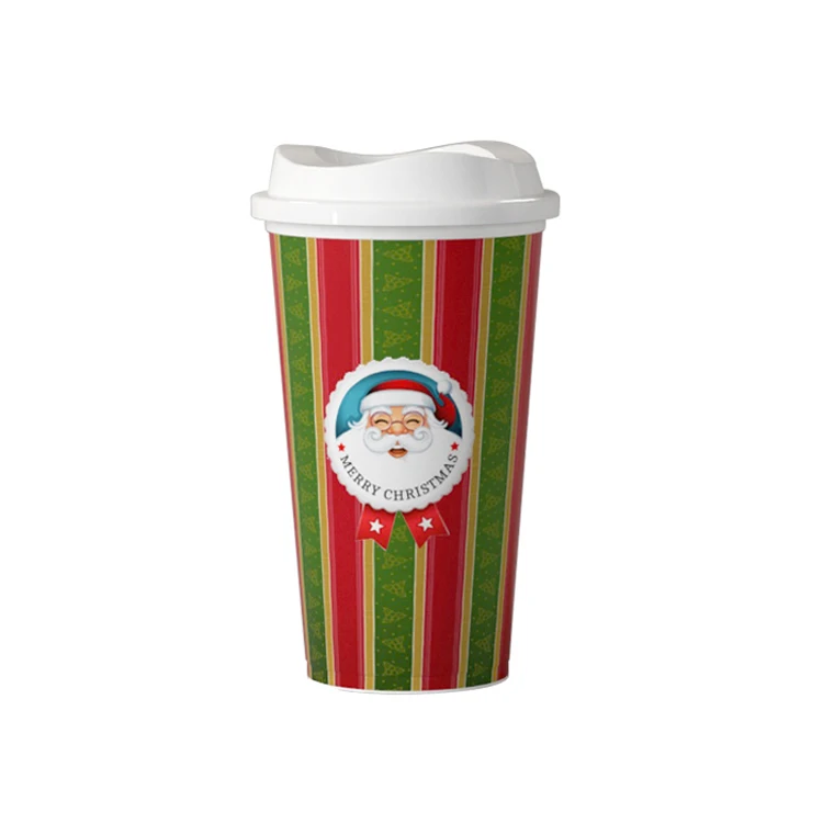 christmas gift plastic cup coffee mug with lid for cinema pro