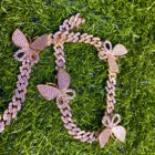 Pearl Necklace New Arrivals Chain Butterfly Charm Hip-hop Big Pearl Link Butterfly Necklace