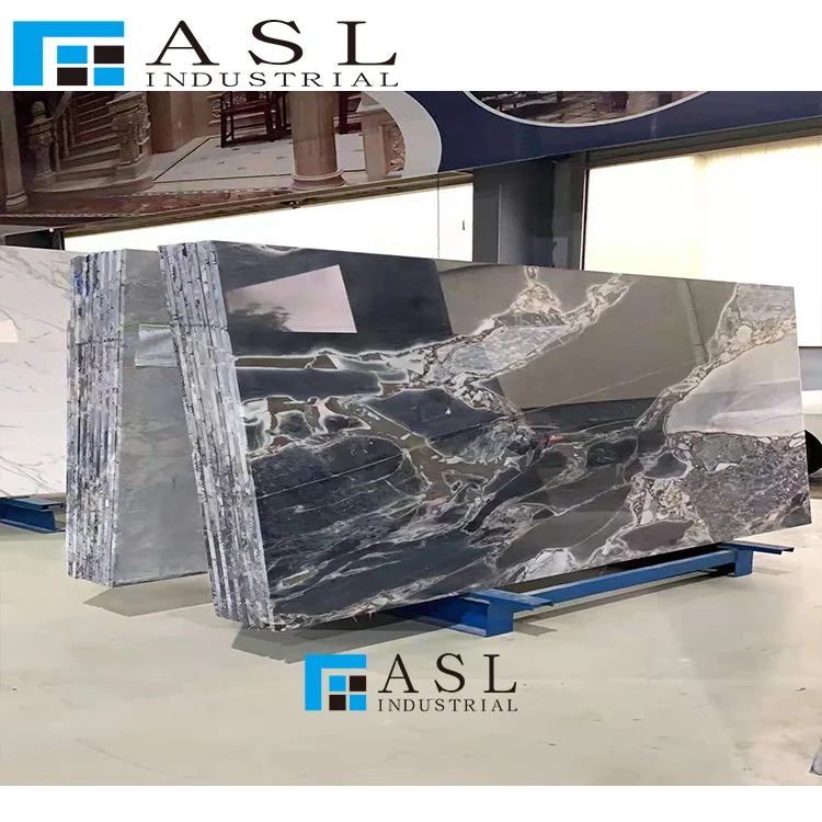 Breccia blue natural stone slab tile for Wall Floor Design