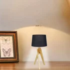 Base Shade Lamp Decorative Table Lamps Hot Selling Decoration Wood Base Black Color Fabric Shade Table Lamp