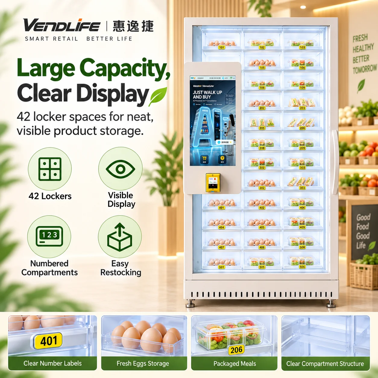 product vendlife automatic egg refrigerated vending machine cooling locker for selling cold food flower fresh fruito fruit-4