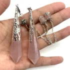 Dark Dark Pink Rose Quartz Pendulum Crystal Polished Natural Crystal Pendant For Healing