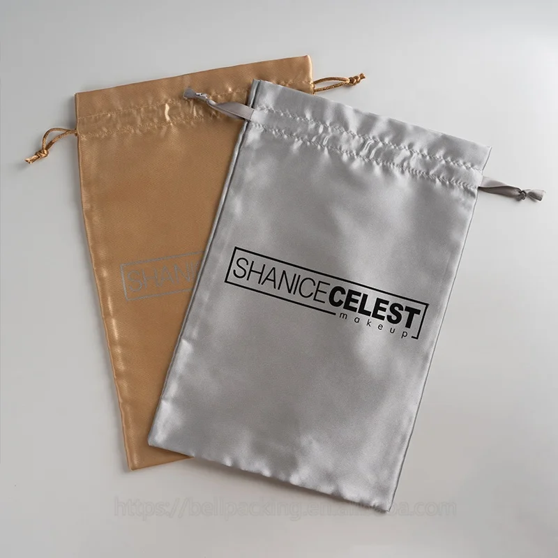 Wholesale Tassel Satin Hair Wig Bundles Bag Drawstring Lingerie Packaging Bag