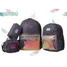 School Girl School Bag Set Fashion Luxary Designer 4 Pcs Black Full School Backpack Glitter Bag Set For Girls