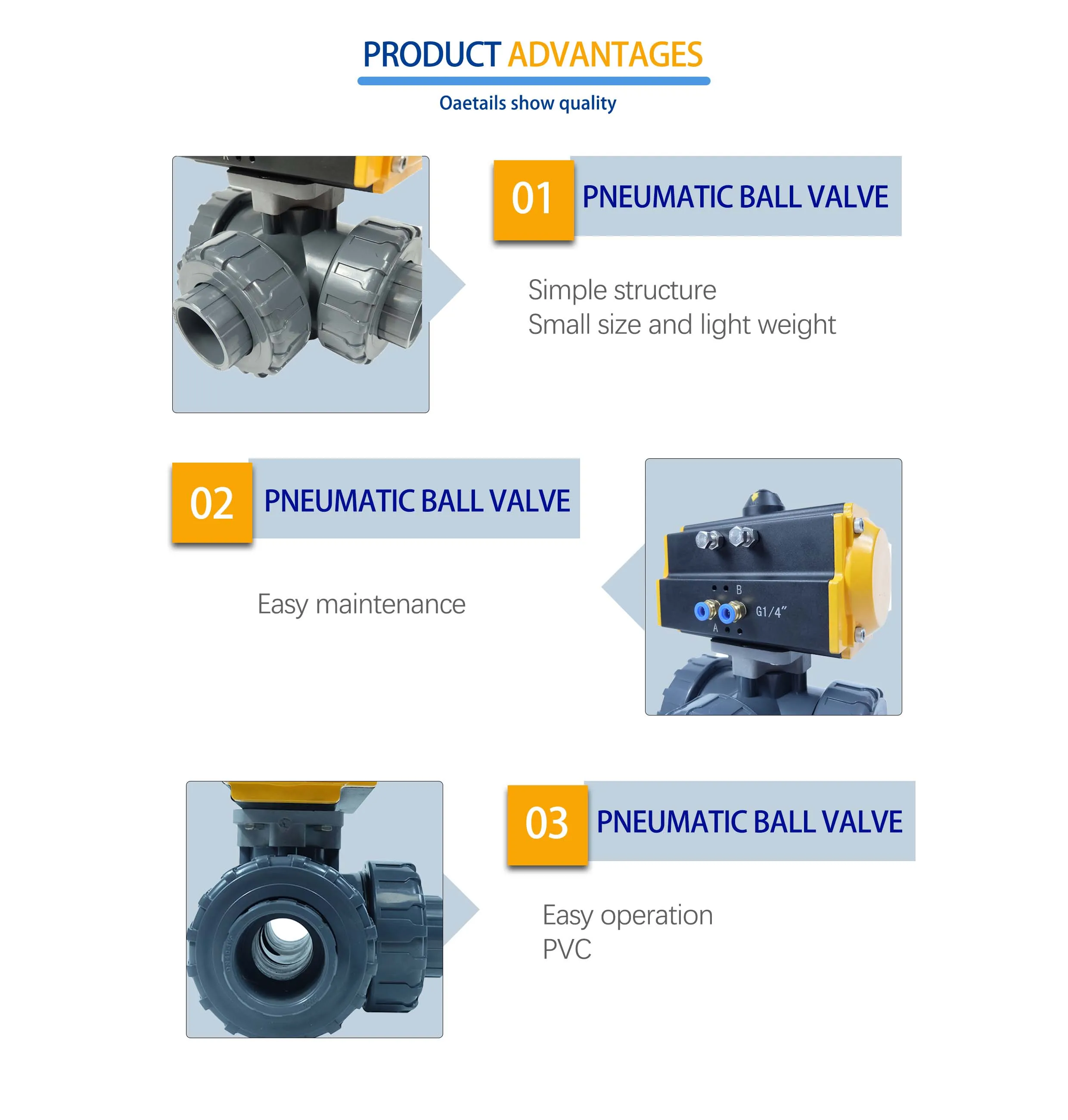 Dkv In Pvc Ball Valve Double Acting Actuated Motorized Control Triple