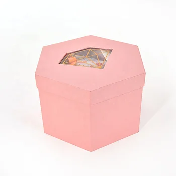 Wholesale custom new hexagon floor cover window gift box packaging box