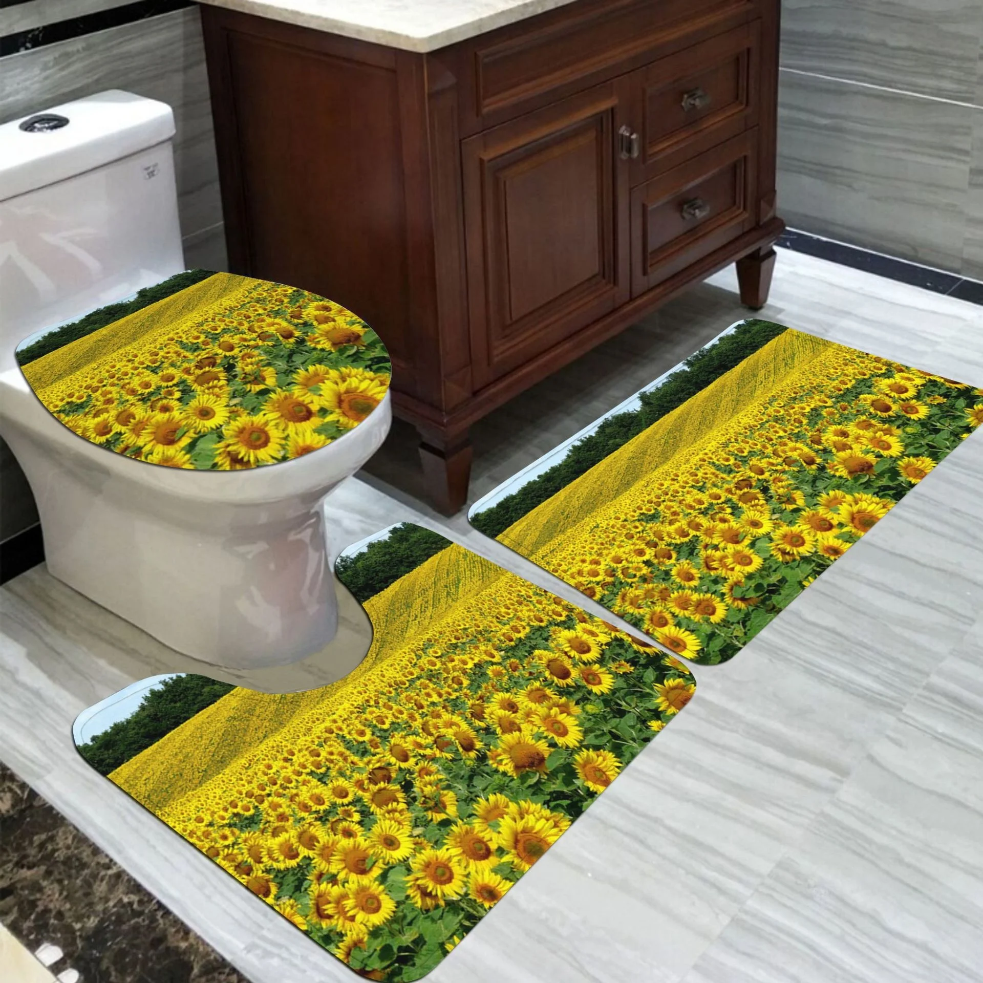 Factory supply rugs non slip microfiber chenille 3 pc/pieces bathroom set mats