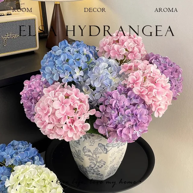 3D Printed Hydrangea Table Flower Set Easter Decorative Fake Simulation Flower Arrangement for Festive Decoration