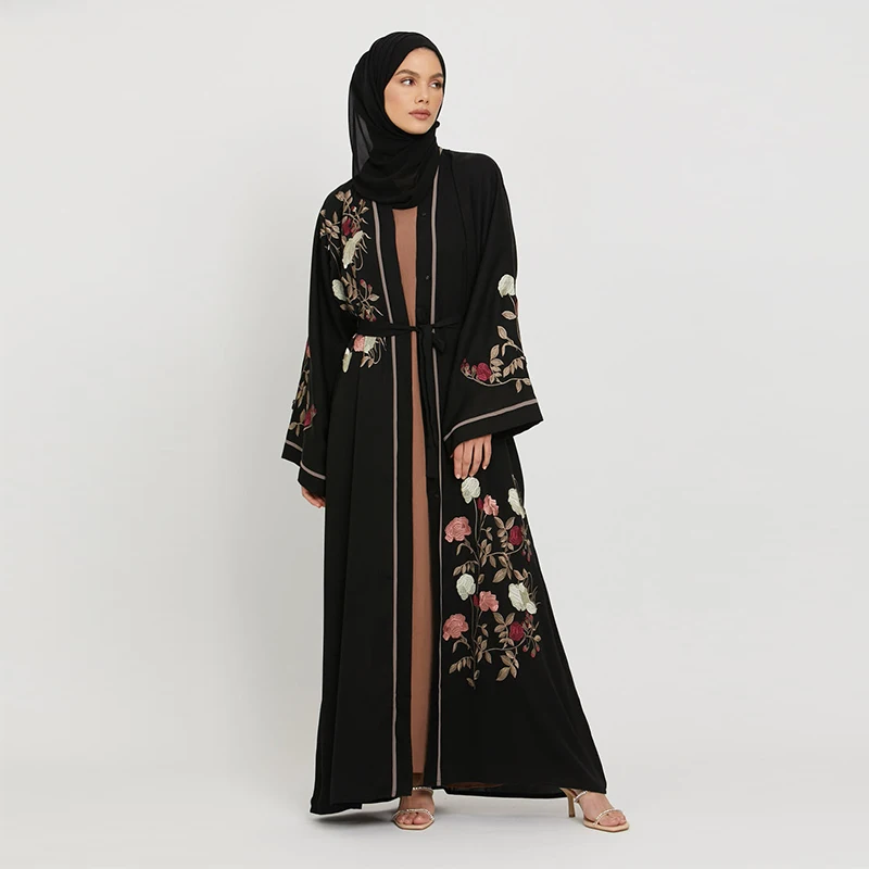 Plus Size Button Front Nida Muslim Women Dubai Abaya Islamic Clothing kaftan 