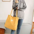 Girls Fashion Factory Custom LOW MOQ Canvas Inner Pocket Women Girls Washable Reusable Carry Shoulder Tote Shopping Bag
