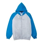 280 Custom Male Full Zip Hoodie 280 Grams Thick Fleece Hoodies For Men Color Block Raglan Sleeve Hooded Sweatshirt