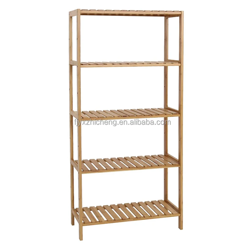product multifunctional 5 tier bamboo shelves units display shelf storage rack for warehouse bathroom home and office-6